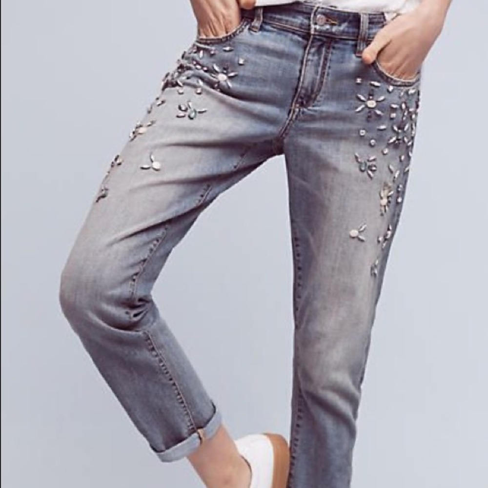 Pilcro Hypehn bejeweled boyfriend jeans
